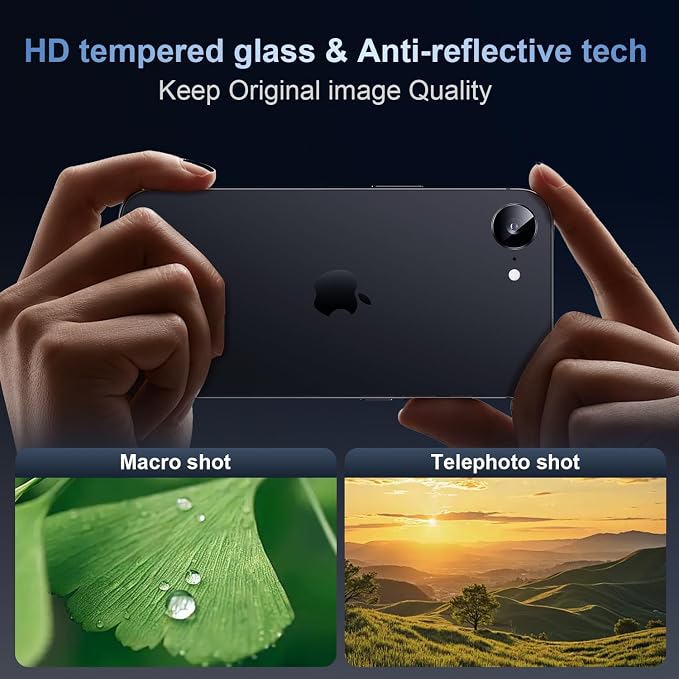 AFARER for iPhone 16e 2025 Camera Lens Protector, [9H Tempered Glass] Shatterproof, Anti Fingerprints, Ultra-Clear Camera Protector, Case Friendly, 1 Set-Silver