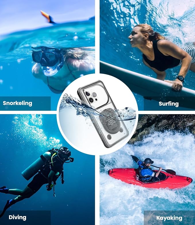 WIFORT Waterproof Phone Case with Lanyard, Underwater Phone Cases for Snorkeling/Diving/Swimming/Filming, IP68 Water Proof Touchscreen Case for All Cell Phones: iPhone/Samsung/Moto/Pixel - Black