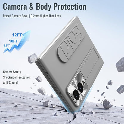for Samsung Galaxy Z Fold 8 Case with Wristband Stand, Built-in Screen & Lens Protection Shockproof Full Body Drop Fall Protection.(Grey)