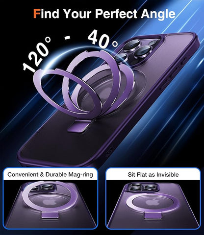 Chicfun 3-in-1 [Magnetic+Kickstand+Ring Holder] for iPhone 15 Pro Case Stand Ring Holder Compatible with MagSafe, Military Shockproof for iPhone 15 Pro Phone Case Kickstand Cover Purple