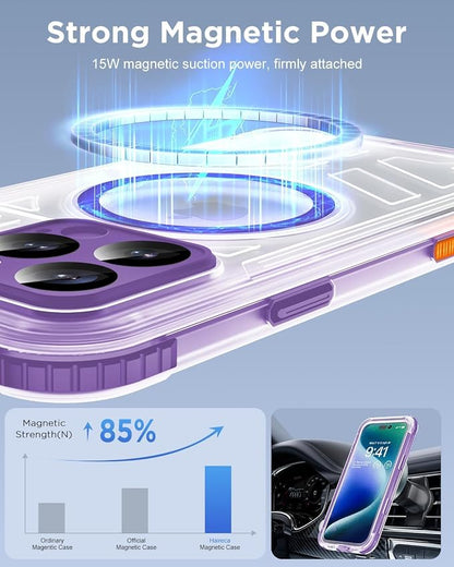 for iPhone 16 Pro Max Waterproof Case with Magsafe, Built-in [Camera & Screen Protector] [Lanyard], IP68 Water Proof Full Body Dustproof Heavy Duty Frosted Protective Phone Cover, 6.9" Purple