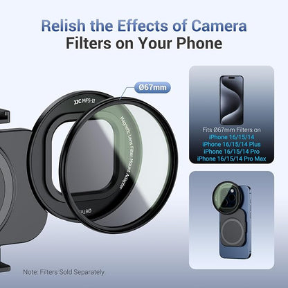 67mm ND Filter, Magnetic Lens Filter Adapter with ND2-128 Variable ND Filter for iPhone 16 15 14 Pro Pro Max Plus, Phone Lens Filter Mount with 1/4-20" Screw & Cold Shoe Pull-Out to fit 16 15 Pro Max