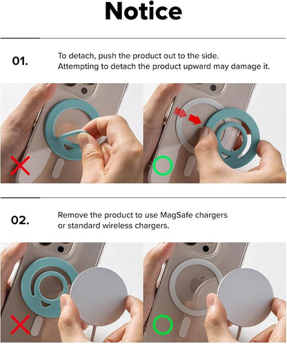 Ringke Dual Magnetic Silicone Ring [Compatible with MagSafe] Phone Grip, Dual-Sided Powerful Magnet, Lightweight (0.04 lb) & Super Slim (0.13 in) Soft Holder for iPhone, Galaxy, Pixel - Warm Gray