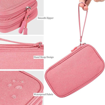 CAAORDKSO Electronics Travel Organizer, Waterproof Cable Organizer Bag, Travel Essentials for Women, Tech Pouch for Travel, Backpack, Cord, Charger, Phone, Power Bank, Earphone (Dark Pink, Medium)