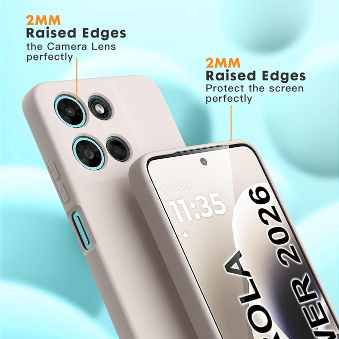 for Motorola Moto G Power (2026) Case, 2 Pack Tempered Glass Screen Protectors, Soft TPU Silicone Shockproof Gel Cover-Stone