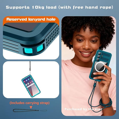 Omio Designed for Galaxy S26 Waterproof Case Compatible with MagSafe, Magnetic Waterproof Full Body IP68 Underwater Case Built-in Screen Protector Military Grade Shockproof Case for Men Women Teal