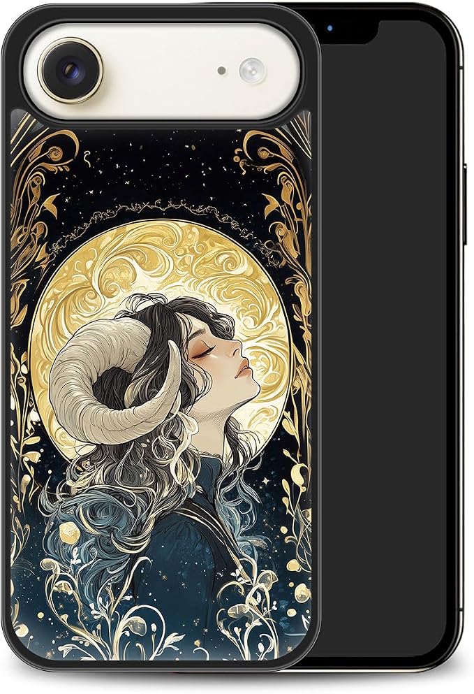 Constellation Series - Aries Designs Magnetic for iPhone 17 air Case, Tarot Style Model Glass Phone Cover, Compatible with Magsafe, Pocket-Friendly - fits iPhone 17 air Case for Women