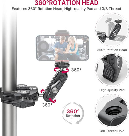 ULANZI Super Clamp Camera Clamp Mount Monitor 360° Ballhead Magic Arm Double Ball Head Adapter with 1/4"-20 & 3/8"-16 Thread ST-07 Phone Tripod Mount