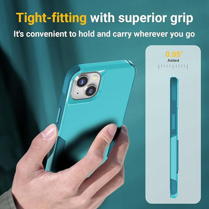 jaroco for iPhone 13 Case & iPhone 14 Case & iPhone 15 Case [Heavy Duty Protection][Compatible with MagSafe][Military Grade Drop Protection][Shockproof] with Non-Slip Removable Phone Cover 6.1''-Teal
