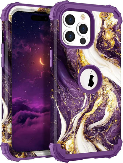Hocase for iPhone 14 Pro Max Case, Heavy Duty Shockproof Protection Soft Silicone Rubber+Hard Plastic Bumpers Hybrid Protective Case for iPhone 14 Pro Max 2022 - Midnight Purple