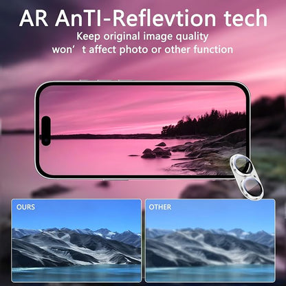 2 Pack Camera Lens Protector for iPhone 17,Metal AR Tempered Glass Rear Camera Screen Cover,Anti-Scratch,Strong Adsorption,Case Friendly, Easy to Install-Silver