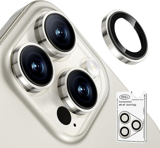2 Pack Camera Lens Protector for iPhone 17 Pro Max/17 Pro/16 Pro Max/16 Pro/15 Pro Max/15 Pro/14 Pro Max/14 Pro [1:1 Invisible Fit & Ultra Clarity] Military Grade Glass & Metal Camera Cover, Natural