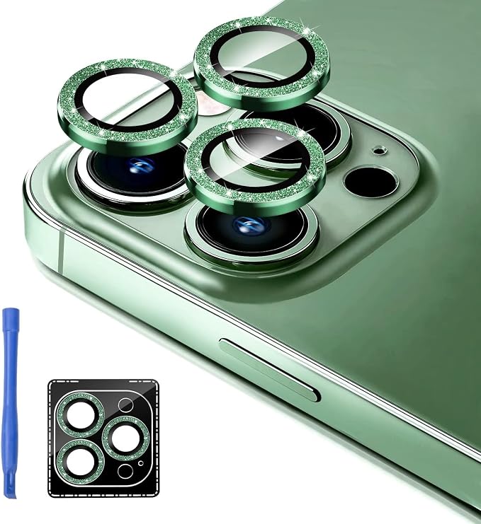 Jeluse [3X2 Pack Designed for iPhone 13 Pro/iPhone 13 Pro Max Camera Lens Protector, 9H Tempered Glass Screen Protector Cover [Alignment Kit Eazy installation] Metal Individual Ring
