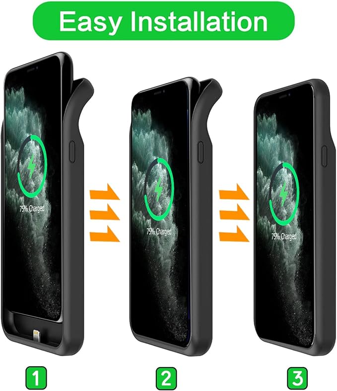 Battery Case for iPhone 11 Pro, Upgraded 10000mAh Battery Pack Rechargeable Charger Case with Carplay Wireless Charging Compatible with iPhone 11 Pro (5.8 inch) External Charging Clip(Black)