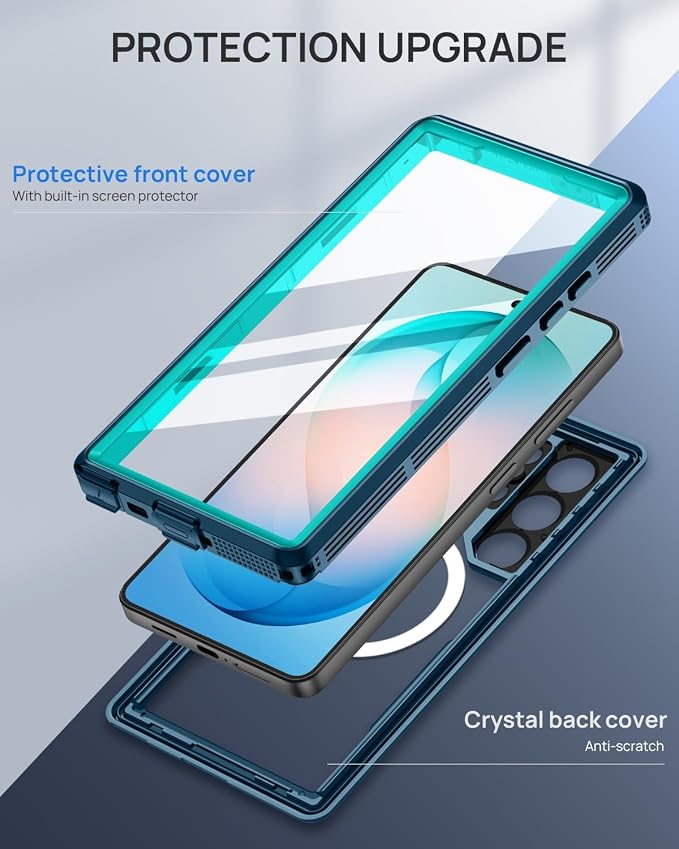 Lanhiem Magnetic for Samsung Galaxy S26 Ultra Case, IP68 Waterproof Dustproof Case, [Compatible with Magsafe] [Built-in Lens & Screen Protector] Full Body Shockproof Rugged Phone Case 6.9 inch, Blue
