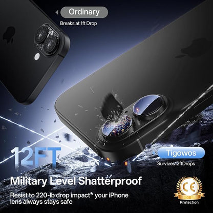 Camera Lens Protector for iPhone 17 6.3"（2025）-Single Piece,Ultra Thin Aluminum Alloy Frame,9H Dual-Strength Glass with 99% AR Light Transmittance,Case Friendly, Black