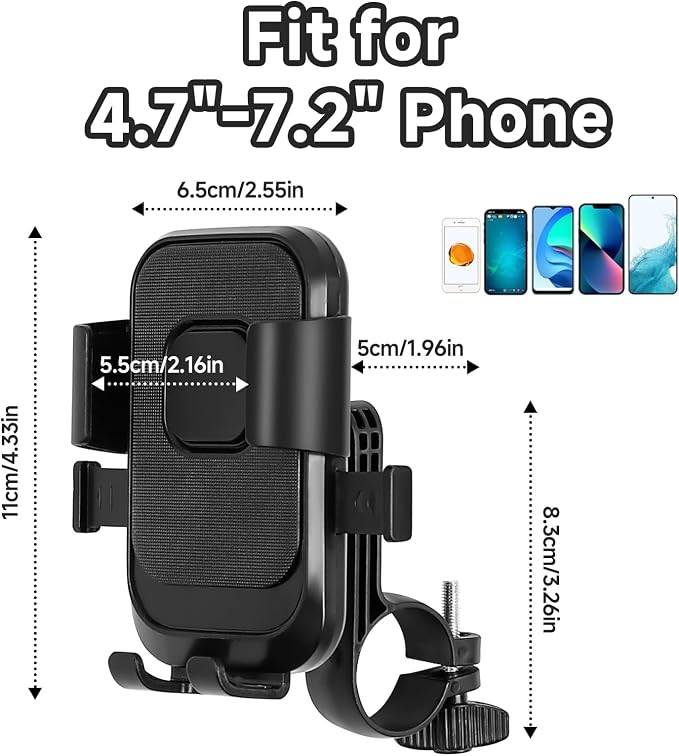 Runhike Electric Bike Phone Holder,Shockproof and Anti-Shake Phone Holder for Electric Bike and Motorcycle,One Hand Operation,1PC