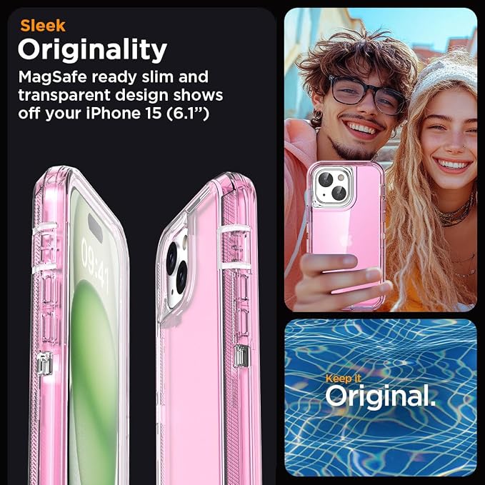 AICase for iPhone 15 Case Clear 3 in 1 Heavy Duty Drop Protection Full Body Rugged Shockproof/Dust Proof 3-Layer Military Protective Tough Durable Cover for iPhone 15 6.1"_2