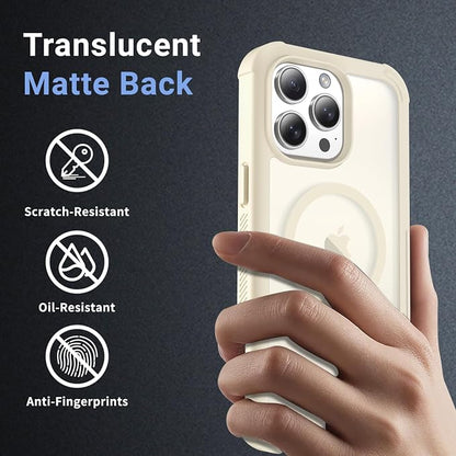 jaroco Magnetic for iPhone 15 Pro Max Case, [Compatible with MagSafe][Military Grade Drop Protection][Heavy Duty Protection][Non-Slip][Shockproof] 2-Layer Durable Bumper Phone Case 6.7''-Antique White