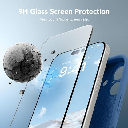 Magnetic for iPhone 16 Case, Compatible with MagSafe, [Screen Protector + Full Camera Protection], Silicone Shockproof Anti-Scratch Protective Phone Case for iPhone 16 6.1", Lake Blue