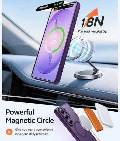FNTCASE for Samsung Galaxy S26-Ultra Case: [Fit for Magsafe] [Full Camera Protection] Translucent Matte Cases with [Screen Protector] Military Grade Shockproof Protective Phone Cover - Purple