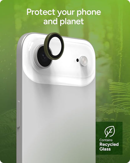 ZAGG iPhone Camera Lens Protector for iPhone Air - Green Sea Kelp, Camera Ring, Maximum Impact & Scratch Protection, Anti-Reflective Technology, Smudge-Resistant, Precise Fit, Glass Elite