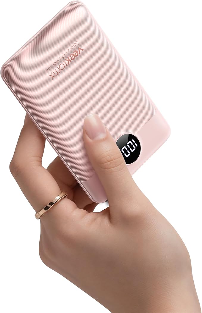 Portable Charger 10000mAh, Ultra Slim Power Bank Fast Charging with Attached USB C Cable, Travel Essential Phone Power Bank Battery Pack for iPhone 17/16/15/14 Samsung S25 Google etc, Pink