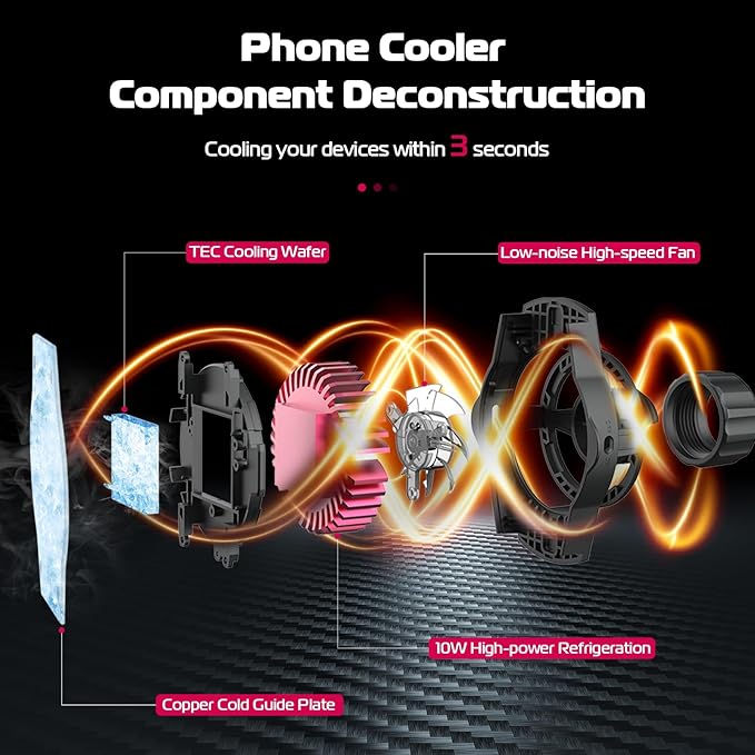 ULANZI SK-06 Cell Phone Stand with Phone Cooler, Desktop Phone Live Streaming Solution with Phone Cooling Fan, Height Adjustable Phone Cooler Stand Compatible with All Mobile Phones, iPhone & Android