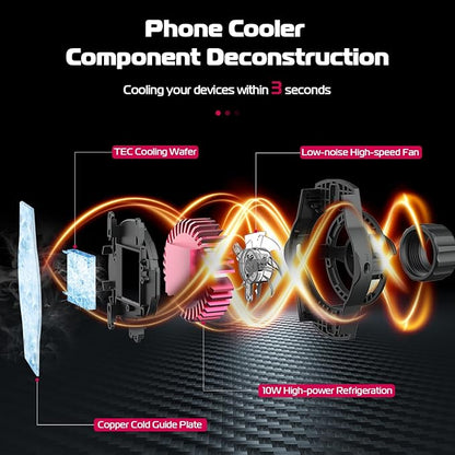 ULANZI SK-06 Cell Phone Stand with Phone Cooler, Desktop Phone Live Streaming Solution with Phone Cooling Fan, Height Adjustable Phone Cooler Stand Compatible with All Mobile Phones, iPhone & Android
