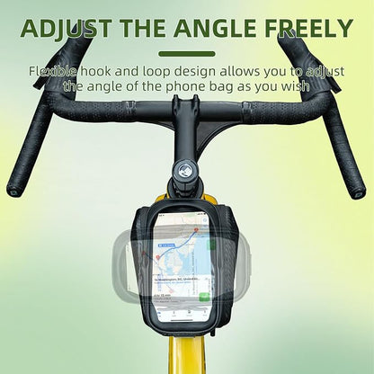 ROCKBROS Top Tube Bike Bag, Waterproof Bike Frame Bag, 1.3L Capacity Bike Phone Bag with Sun-Visor, TPU Sensitive Touch Screen Bicycle Phone Bag for Cell Phone Below 7.4”×4.2”