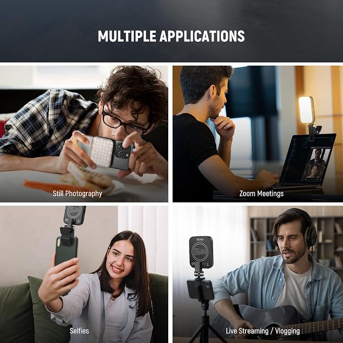 NEEWER Basics Magnetic Selfie Light Compatible with MagSafe iPhone, Clip on Phone Fill Lighting with Cleaning Cloth for Video Conference Computer Laptop Webcam Zoom Streaming Makeup Recording, BL48B