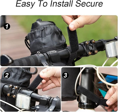 Caudblor Bike Water Bottle Holder Bag for Kid Adult, Insulated Bicycle Coffee Cup Holders with Phone Storage, Black Handlebar Drink/Beverage Container for Walker/Cruiser/Exercise/Mountain Bike