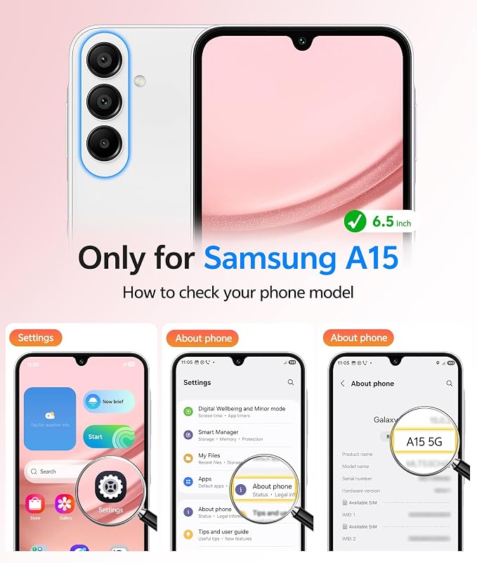 FNTCASE for Galaxy A15 5G Phone Case, Screen Protector, Light Pink | Translucent Matte Magnetic Back, 14FT Military Grade Drop Protection, Shockproof Protective, for Samsung A 15 Cover