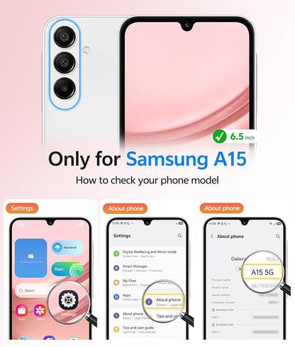 FNTCASE for Galaxy A15 5G Phone Case, Screen Protector, Light Pink | Translucent Matte Magnetic Back, 14FT Military Grade Drop Protection, Shockproof Protective, for Samsung A 15 Cover