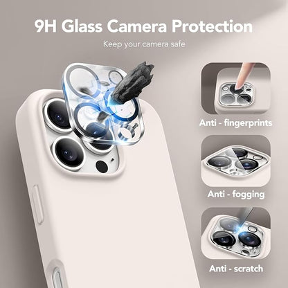 GONEZ Magnetic for iPhone 16 Pro Max Case, Compatible with MagSafe, Liquid Silicone Case, with Screen Protector + Camera Protector, Full Body Protective Shockproof Phone Cover 6.9", Stone