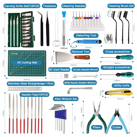 Sovol 3D Printer Tools Kit, 78 PCS 3D Printer Accessories with Nozzle Cleaning Kit, Removable Multi-Function Screwdriver Kit, Deburring, Removal Tools, Cutters, Hobby Knife Set, Wrench Set