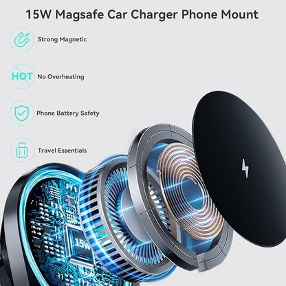 for MagSafe BMW 2/3/4 Series Mount Charger, Exclusive fits for BMW 2 Series 2014-2021, 3 Series 2014-2019 and 4 Series 2014-2020, for iPhone 17-12 Intelligent Heat Dissipation Fast Charging 15W