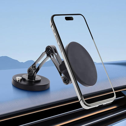 360° Magnetic Phone Mount - Dual Arm Foldable Phone Holder with Strong Adhesive Base for Car Dashboard/Desk/Wall, Universal Magnetic Stand for iPhone 16/15 & All Smartphones-828002