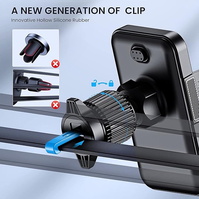 Car Vent Phone Mount for Car [Military-Grade Hook Clip] Phone Stand for Car [Thick Cases Friendly] Air Vent Clip Cell Phone Holder for Smartphone, iPhone, Automobile Cradles Universal