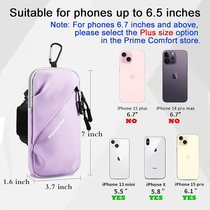 Prime Comfort Armband Cell Phone Holder, Crossbody Phone Purse for Running Walking, Adjustable Strap Phone Pouch Holster for Men Women