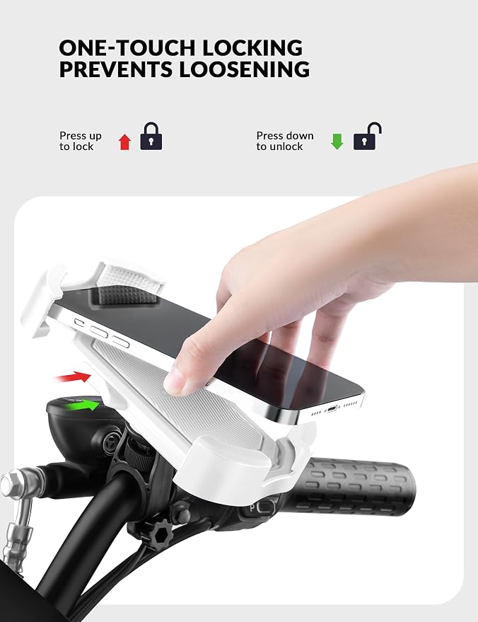 ROCKBROS Bike Phone Holder, Motorcycle Phone Mount with Security Lock, Shockproof Bicycle Phone Mount, Adjustable Phone Holder for Bike, Motorcycle, Scooter, Suitable for 4.7”-6.8”