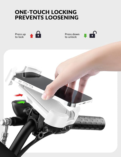 ROCKBROS Bike Phone Holder, Motorcycle Phone Mount with Security Lock, Shockproof Bicycle Phone Mount, Adjustable Phone Holder for Bike, Motorcycle, Scooter, Suitable for 4.7”-6.8”
