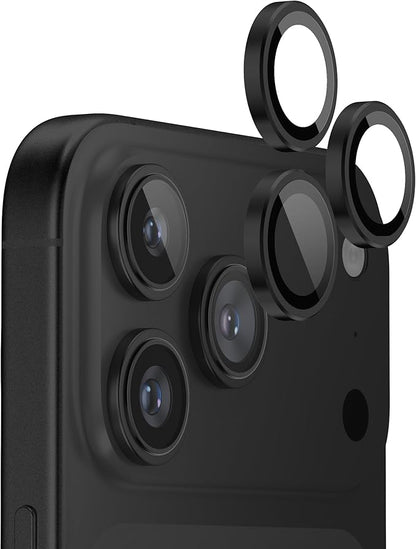 FLOLAB NanoArmour for iPhone 17 Pro Max/iPhone 17 Pro Camera Lens Protector - Anti-Reflective, Durable Tempered Glass with Aluminum Ring, TruColors, Ultra Clear, Easy Install - Black