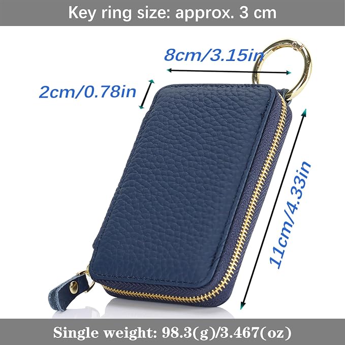 Cavor Compatible with MagSafe Wallet Genuine Leather Cash Wallets for Women, Magnetic Phone Wallet for iPhone 17 Pro Max/16/15/14/13/12, id Credit Card Holder with Mag safe Keychain-Blue