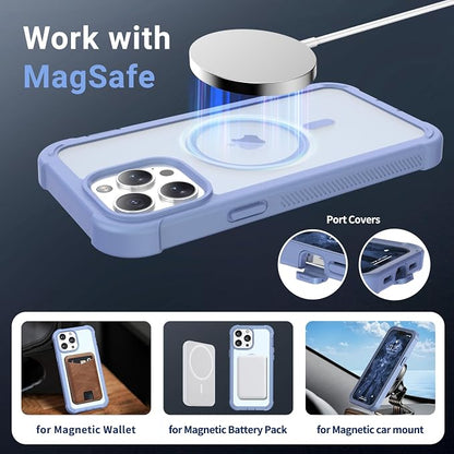 jaroco Magnetic for iPhone 13 Pro Max Case, [Compatible with MagSafe][Military Grade Drop Protection][Heavy Duty Protection][Non-Slip][Shockproof] 2-Layer Durable Bumper Phone Case 6.7''-Blue Purple