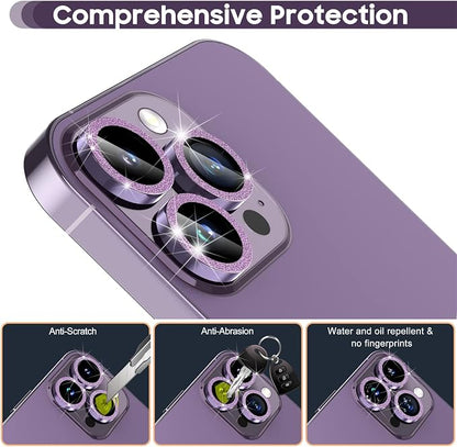 Suoman for iPhone 14 Pro Max Camera Lens Protector / 14 Pro Camera Lens Protector, Camera Cover Tempered Glass for iPhone 14 Pro Max 6.7 inch/for iPhone 14 Pro 6.1 inch [Perfectly Fit]-Bling-Purple