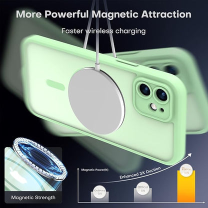 TOCOL for Phone 12 Case, Compatible with Magsafe Charger, Full Camera Protection, Drop Protection, Translucent Matte Phone Case for iPhone 12 6.1 inch (Light Green)