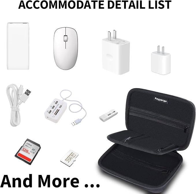 Electronic Organizer Travel Case for MacBook Power Adapter Chargers Cables Tech Organizer Hard Drive USB Flash Disk SD Card Cord Portable Electronics Accessories Bag