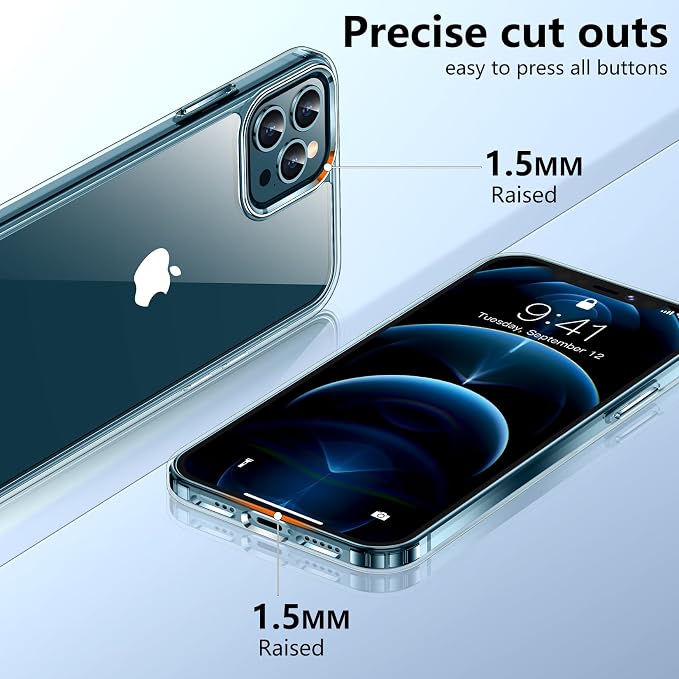 SPIDERCASE Deigned for iPhone 12 Pro Max Case, [Not Yellowing] [Military Grade Protection] Slim Shockproof Phone Cases, Clear