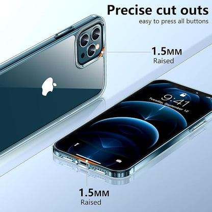 SPIDERCASE Deigned for iPhone 12 Pro Max Case, [Not Yellowing] [Military Grade Protection] Slim Shockproof Phone Cases, Clear